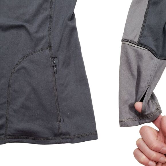 Brooks True Runner 1/4 Zip Pullover XS Women Gray Stand Up Spellout Thumb Holes - Picture 12 of 12
